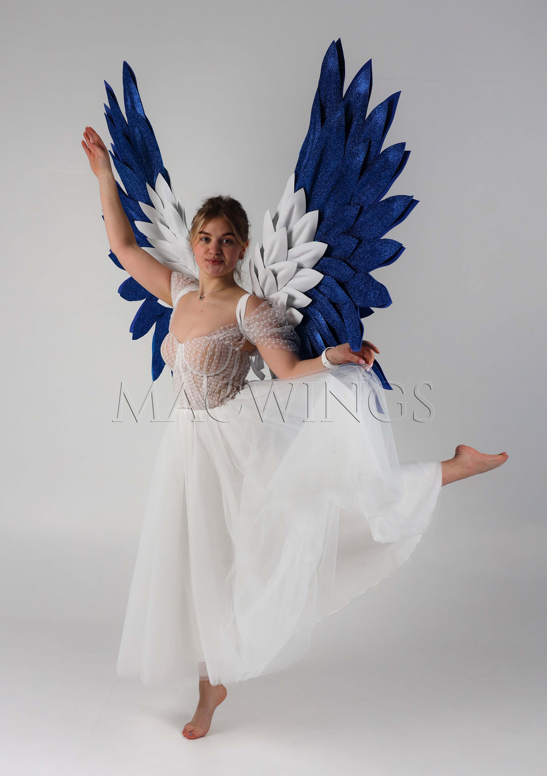 Cos Costume Adulto di grande Blu angelo ali di piume Cosplay fotografia  Gioco Display sfilata di