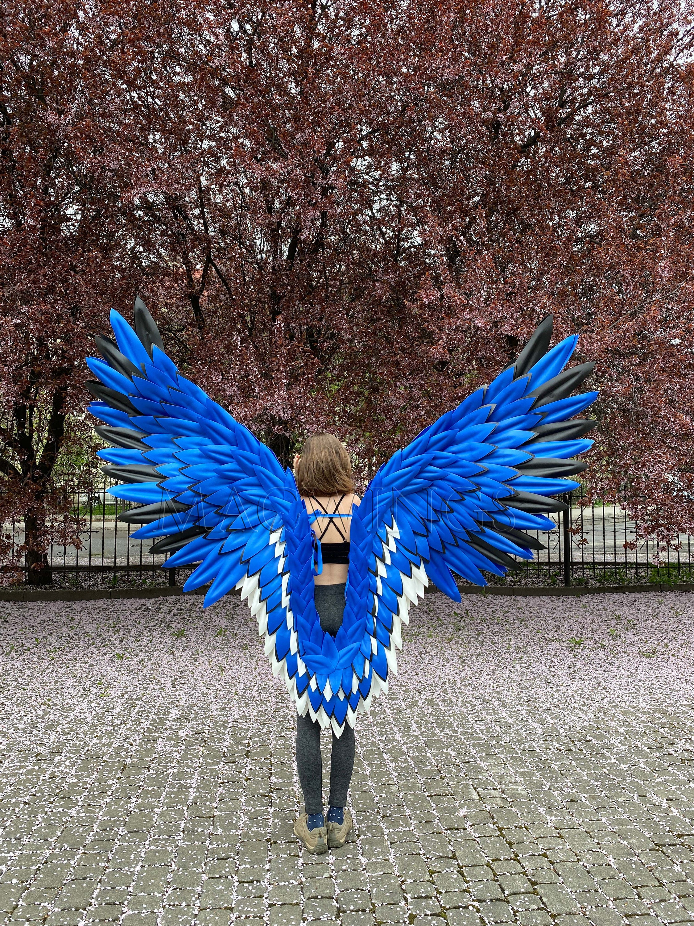 Cos Costume Adulto di grande Blu angelo ali di piume Cosplay fotografia  Gioco Display sfilata di