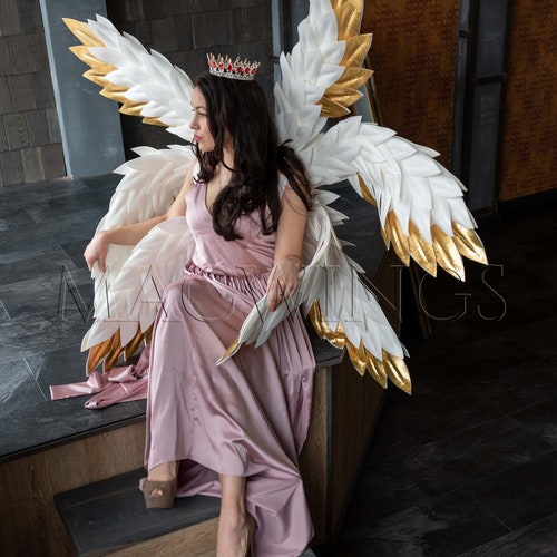 Feather Costume Porn - Quadruple Wings Costume White Wings Cosplay White Wings Gold - Etsy