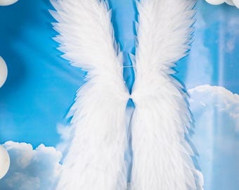 White Angel Wings Wall Art, Handmade Event Display, Large Photo Prop, Party Decoration for Special Events, Statement Angel Wings