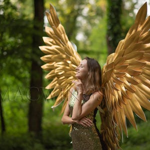 Gold wings, Large wings, Angel wings cosplay, Cosplay wings, Halloween party costume, Angel costume, Wings for photoshoot, Photo prop wings
