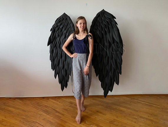 Black Wings for Cosplay, Halloween, Photoshoot, Comicon, Cosplay Large  Wings, Black Angel Wings Costume, Dark Angel, Lucifer, Demon, Witch 