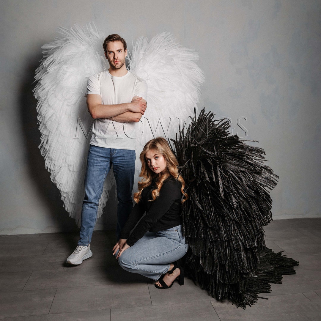 Angel Wings Costume Angelo E Diavolo Coppia Ali D'angelo Bianche