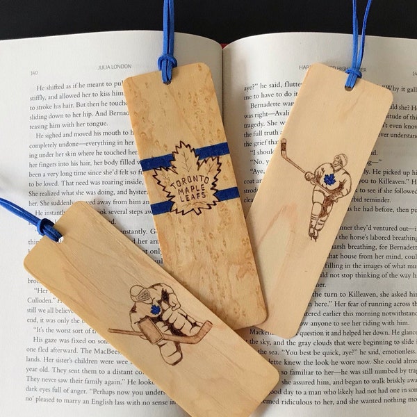 Hockey Bookmarks | Handmade wood bookmark | Hockey Goalie | Hockey Player | Toronto Maple Leafs | Montreal Canadians | Canadian Hockey