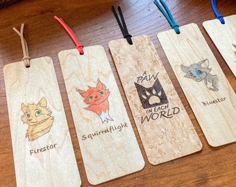 Warrior Cats Bookmarks II | Handmade Wood Bookmark | Warriors | Warrior Cats Books | Jayfeather | Bluestar | Firestar | Squirrelflight