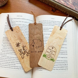 Kurt Vonnegut Bookmark | Handmade Wood Bookmark | So it Goes | Slaughterhouse five | Everything was beautiful | Goodbye Blue Monday |