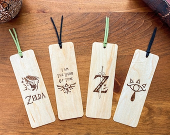 Legend of Zelda Bookmarks | Handmade Burnt Wood Bookmark | Breath of the Wild | Video Game | Sheikah Eye | Hyrule Crest | Link |