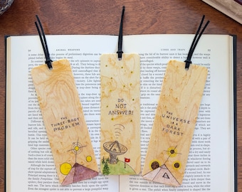 Three Body Problem Bookmark | Burnt Wood Bookmark | 3 Body Problem Books | 3 Body Art | Dark Forest | Do Not Answer | Sci fi