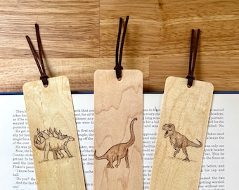 Dinosaur Bookmark | Handmade Wood Bookmark | T-Rex | Stegosaurus | Brontosaurus | Dinosaur Art | Unique Dinosaur Gift | Personalized |