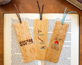 Swimming Bookmark | Handmade Wood Burnt Bookmark | Swimming Gift | Swimming Art | Competitive Swimming