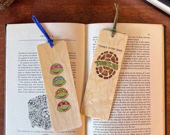 Ninja Turtle Bookmark | Handmade Wood Bookmark | Teenage Mutant Ninja Turtles | Raphael | Donatello | Leonardo | Michelangelo | Turtle Art