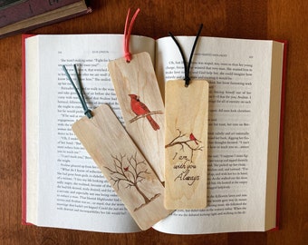 Cardinal Bird Bookmark | Handmade Wood Bookmark | Cardinal Art | Bird Art | Cardinal in Tree | Bird lover Gift | Personalized Bookmark |