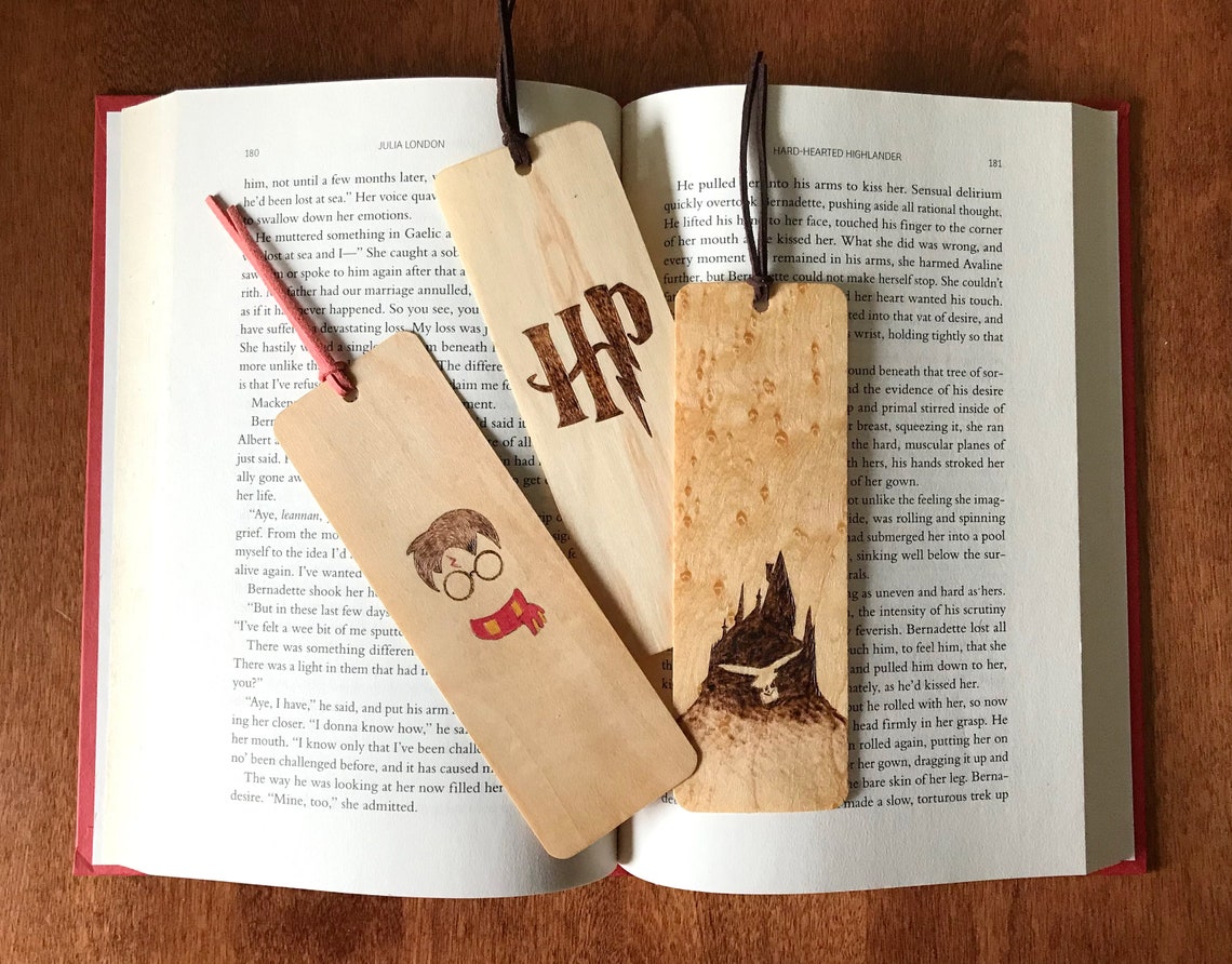 Harry Potter Bookmarks Handmade Wood Bookmark Hogwarts Etsy