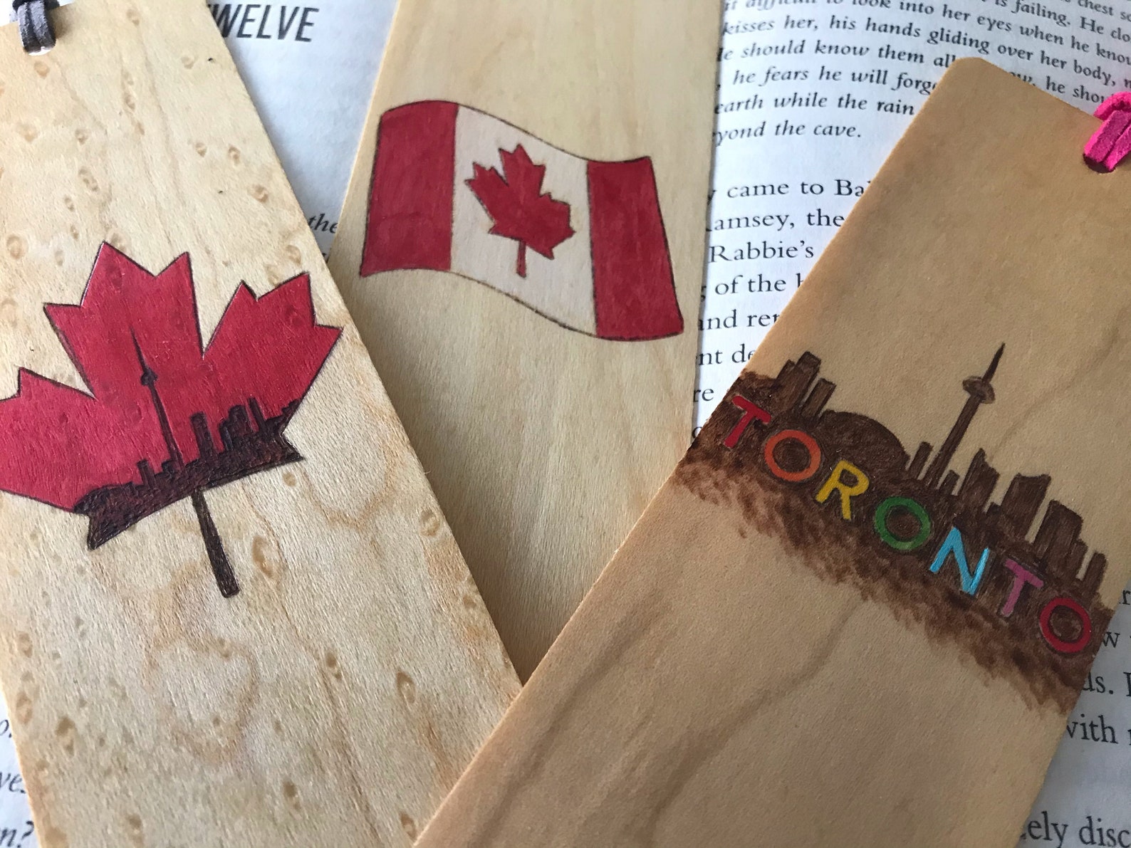 Canada Bookmarks Handmade Burned Wood Bookmark Canada Etsy