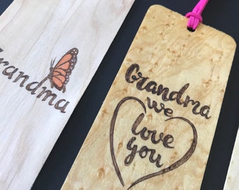 Bookmark for Grandmother | Handmade burned wood bookmark | Mother's Day | Nana | Grandma | Gran | Gift