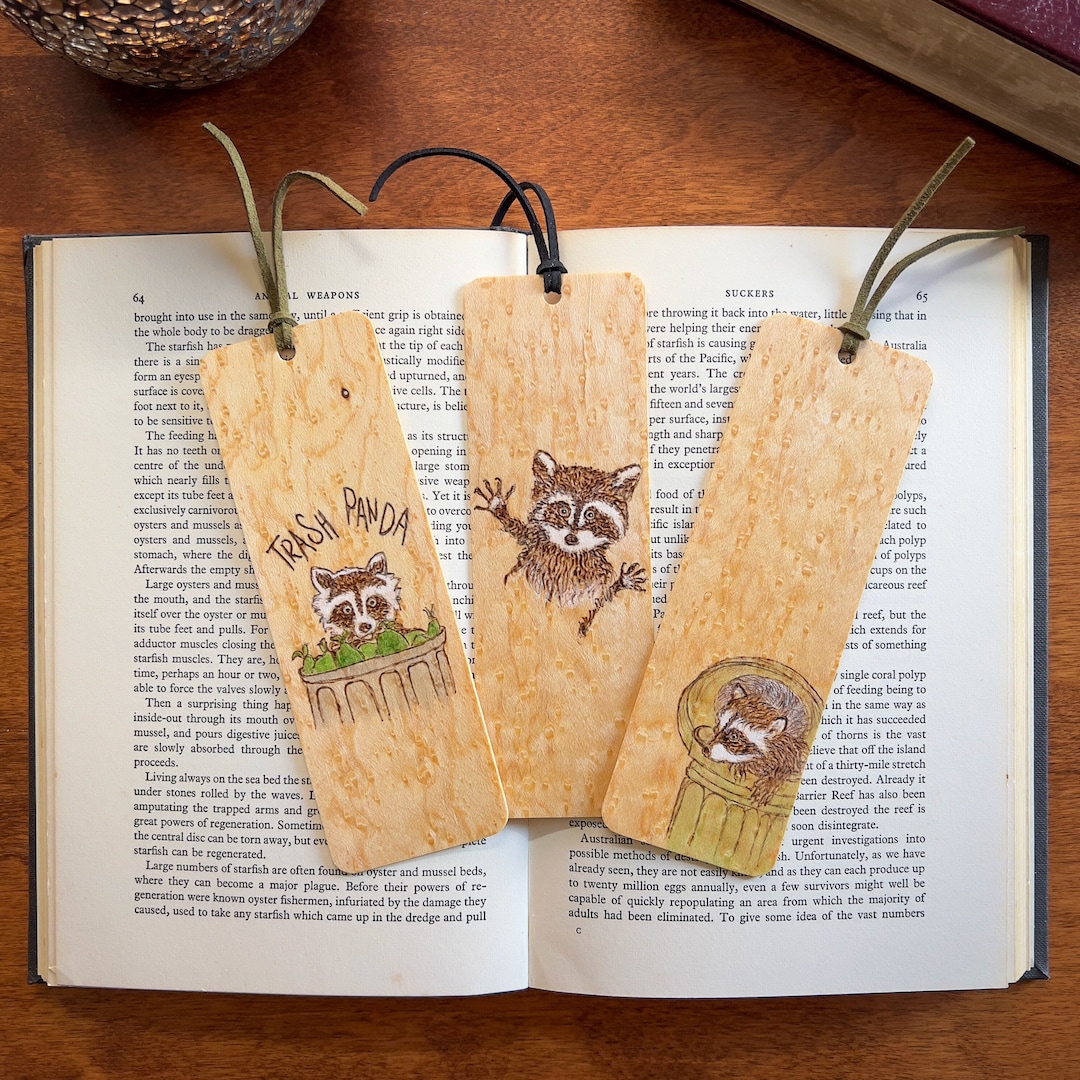 Raccoon Bookmark | Handmade Wood Burned Bookmark | Raccoon Art ...