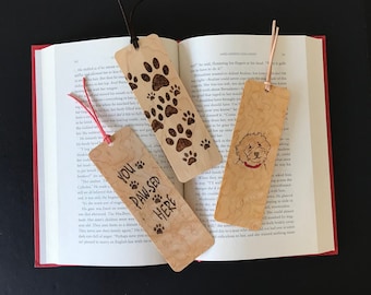 Dog Bookmark | Handmade burned wood bookmark | Puppy | Golden Doodle | Pug