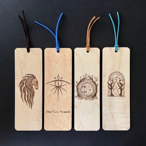 Lord of the Rings Bookmarks | Handmade Wood Bookmark | Gandalf | Tolkien | Doors of Durin | Rohan | The Shire | Hobbit House | LOTR Gift |
