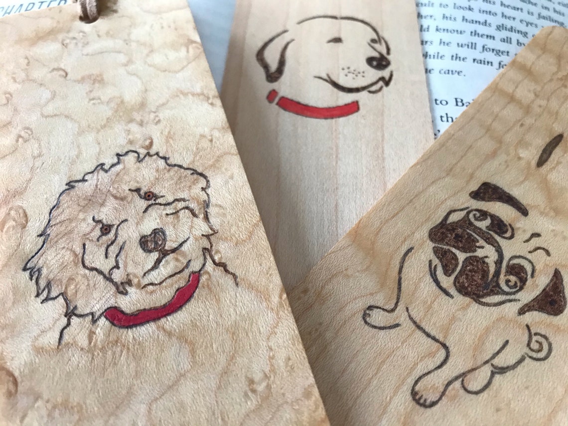 Dog Bookmark Handmade Burned Wood Bookmark Puppy Golden Etsy