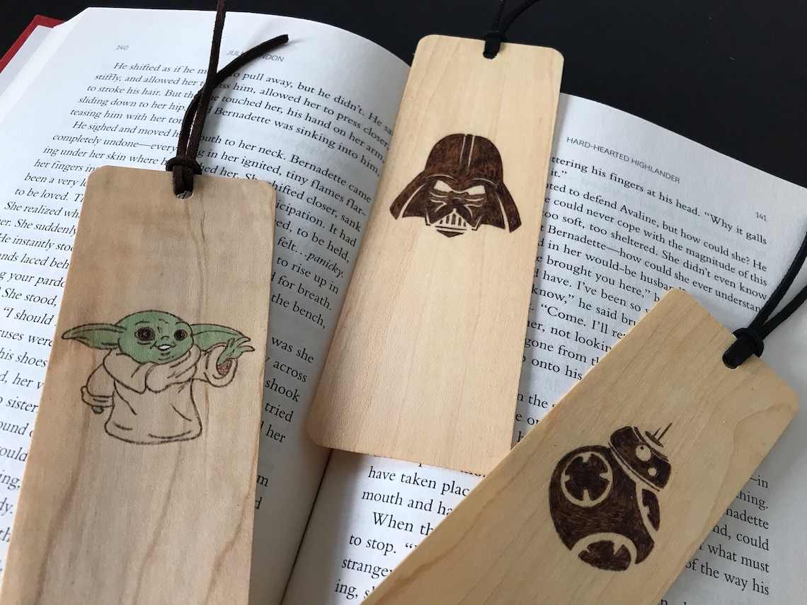 Star Wars Bookmarks Handmade Burned Wood Bookmark Yoda Etsy Canada