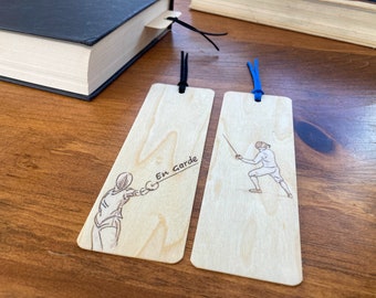 Fencing Bookmarks | Handmade Wood Bookmark | Fencing Gift | Fencing Art | En Garde |