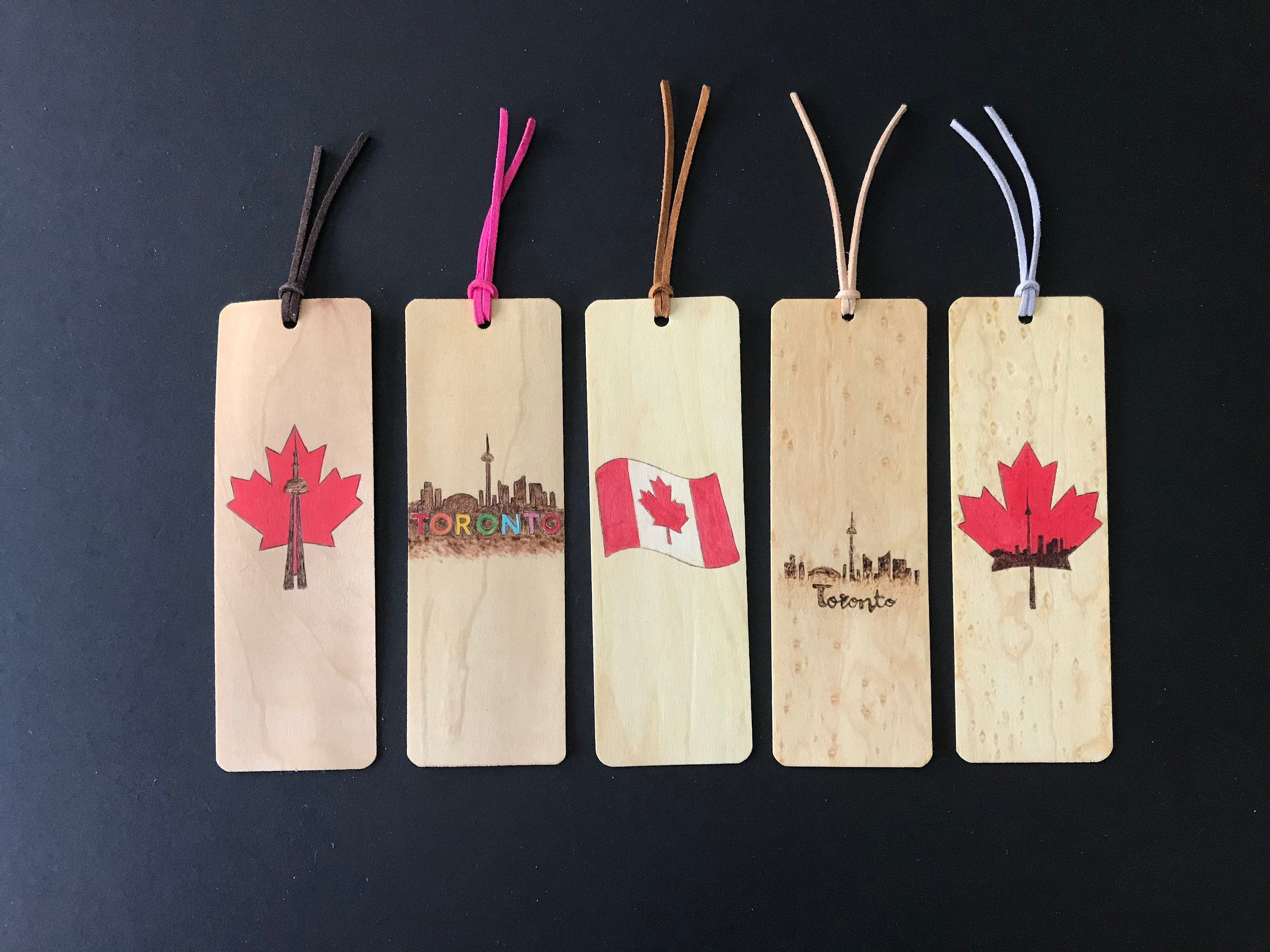 Canada Bookmarks Handmade Burned Wood Bookmark Canada Etsy