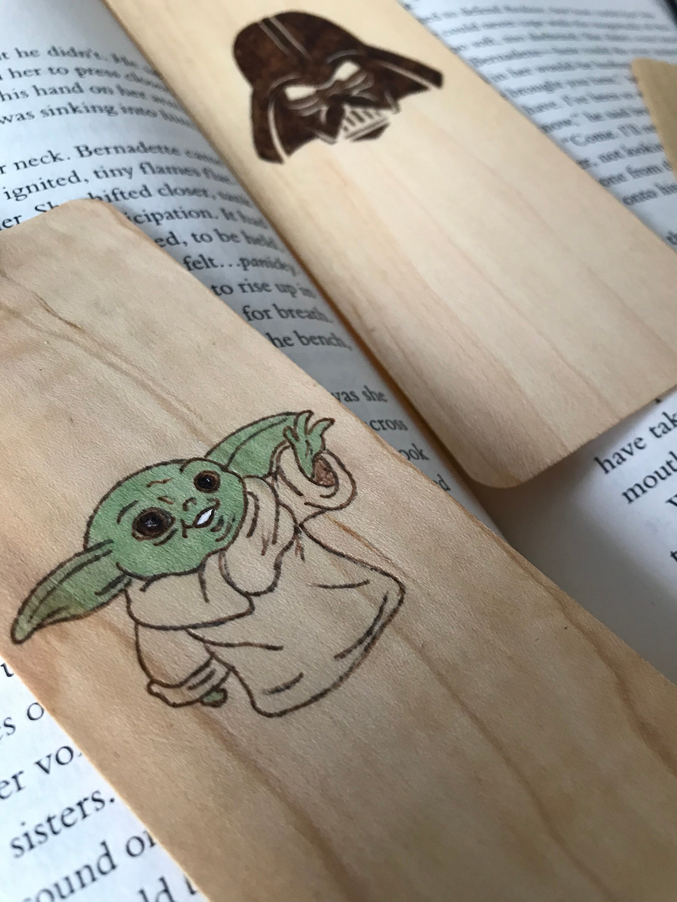 Star Wars Bookmarks Handmade Burned Wood Bookmark Yoda Etsy Canada