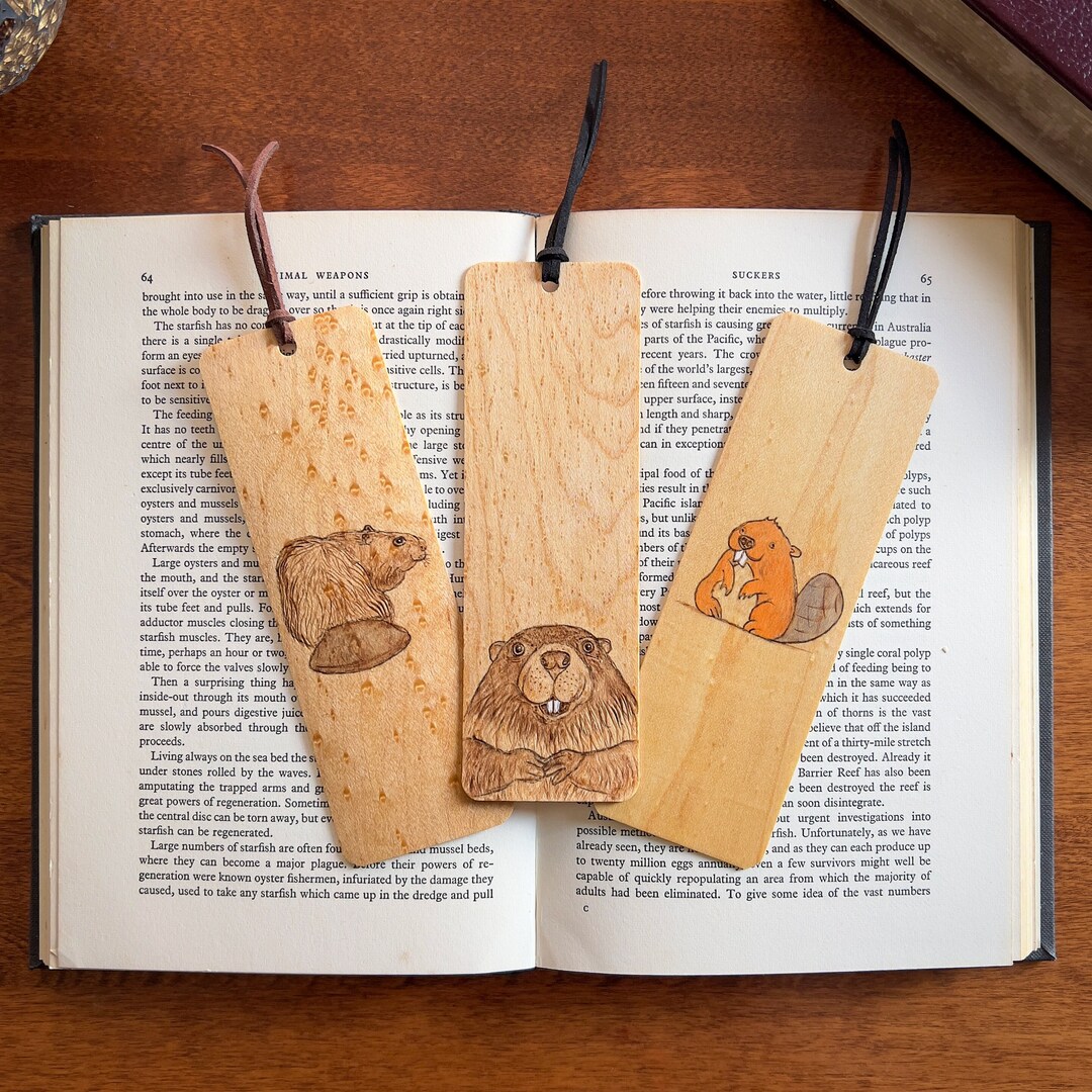 Beaver Bookmark | Handmade Wood Burned Bookmark | Beaver Art | Beaver ...