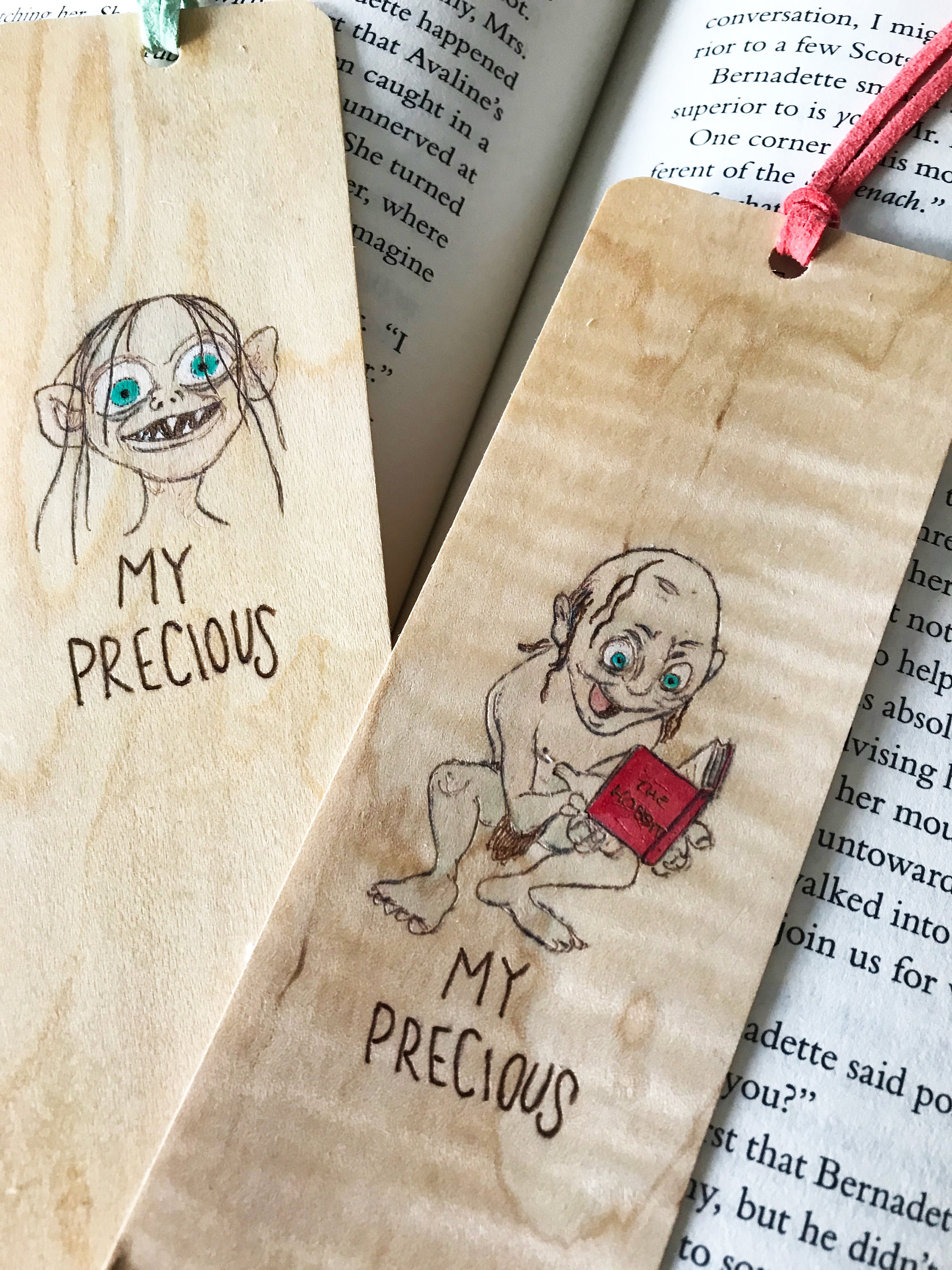 Gollum Bookmark Handmade Wood Bookmark LOTR Bookmark | Etsy
