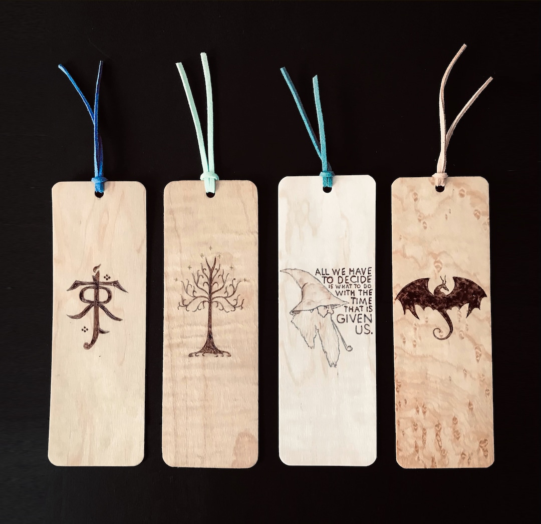 Lord of the Rings Bookmark Handmade Burned Wood Bookmark Gandalf Gondor ...