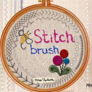 Updated ! 58 stitch procreate brushes, embroidery brushes, sewing procreate, button procreate stamps, sewing procreate brushes
