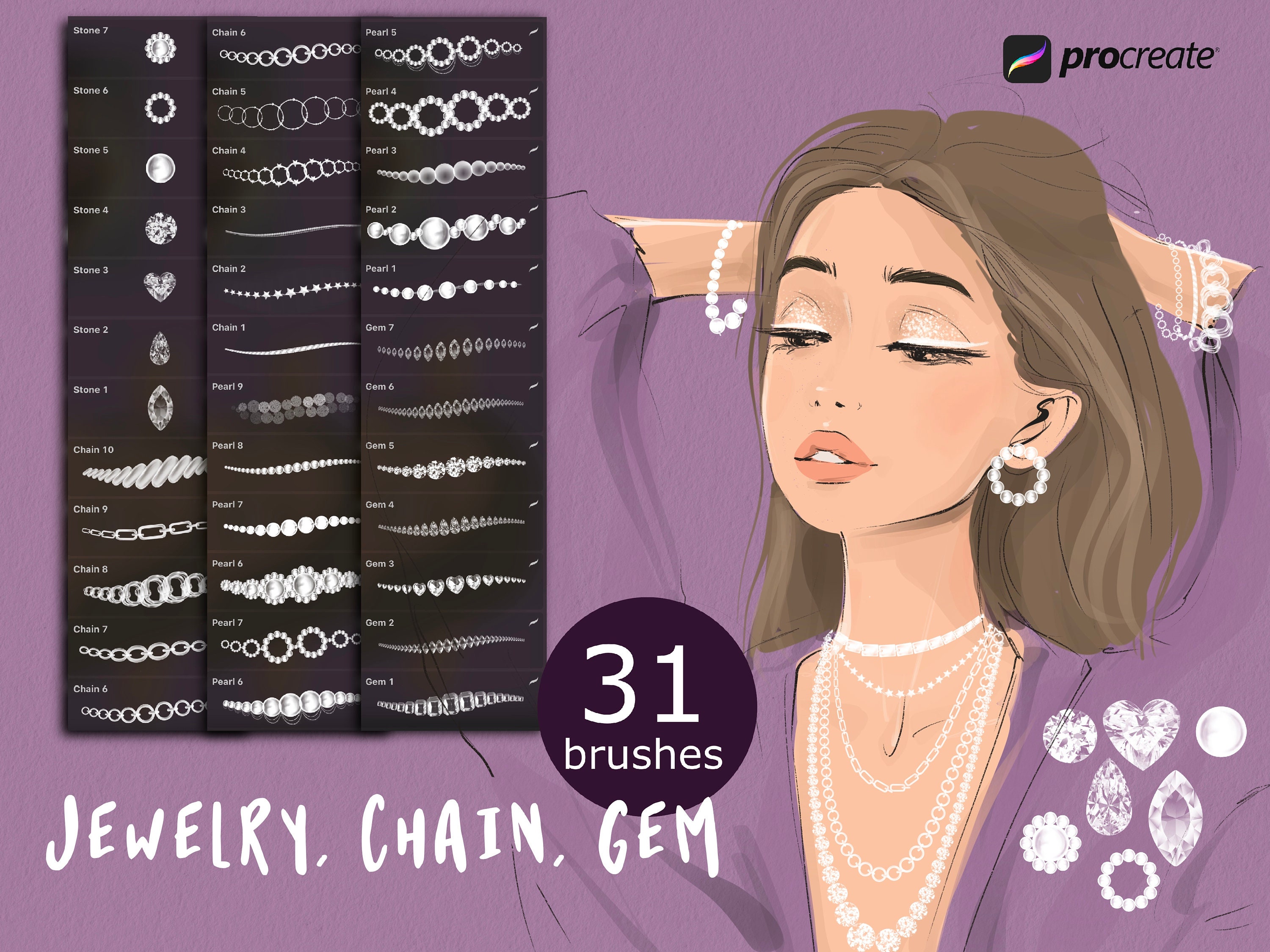 Jewelry Brushes Procreate Chain Procreate Procreate Brushes Etsy