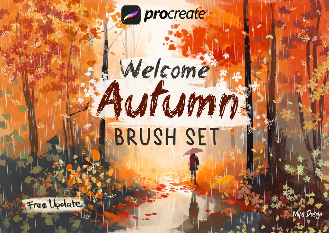 38 Procreate Autumn Brush, Procreate Rain Brush Pack, Leaves Brush