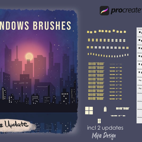 Los pinceles de Windows procrean, los pinceles de procrean, City Brushes Bundle