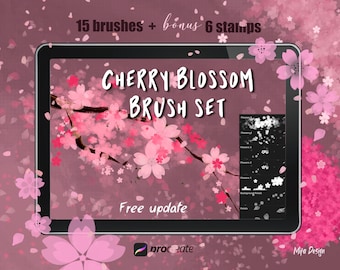 Cherry blossom brushes procreate, sakura brushes, procreate brushes, print brushes, pattern procreate, clothes brush, botanical pattern