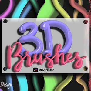 3D Procreate Pinsel, 39 Schriftzug Pinsel Set, Procreate Brush Set
