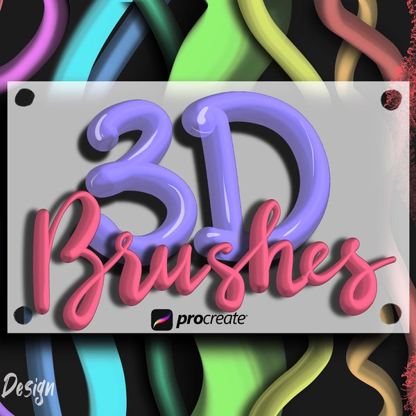 3D procreate brushes, 39 lettering brush set, procreate brush set