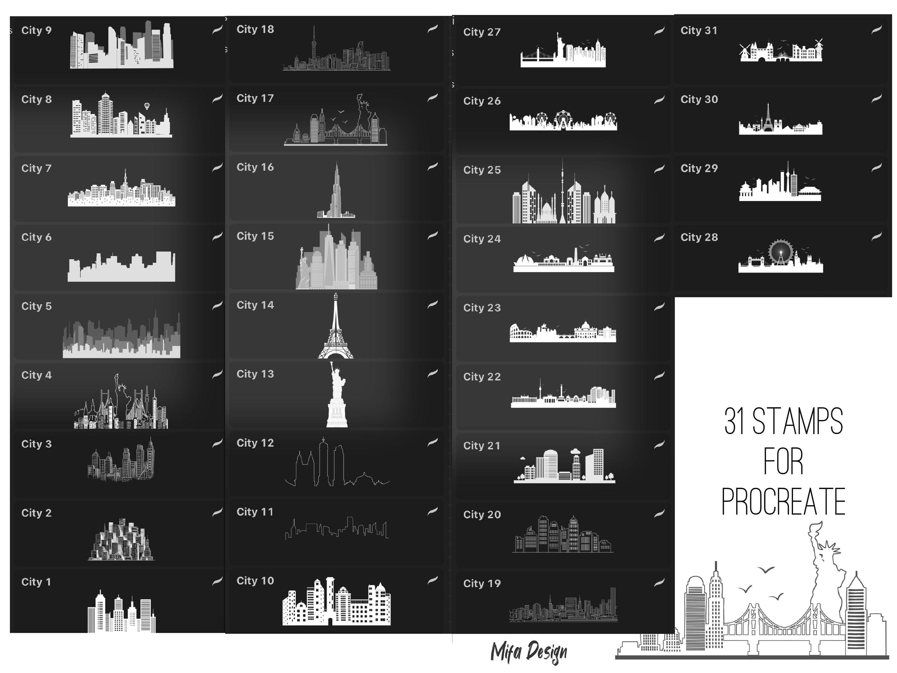 City Skyline Brushes Procreate Procreate Brushes City Etsy Canada