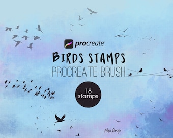 Birds stamps procreate brushes, brushes for IPad, birds stamps for illustration, procreate brushes, animal brushes