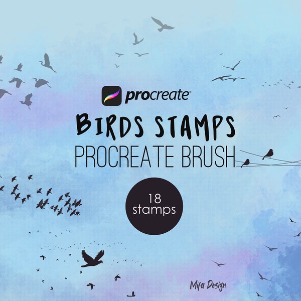 Birds stamps procreate brushes, brushes for IPad, birds stamps for illustration, procreate brushes, animal brushes