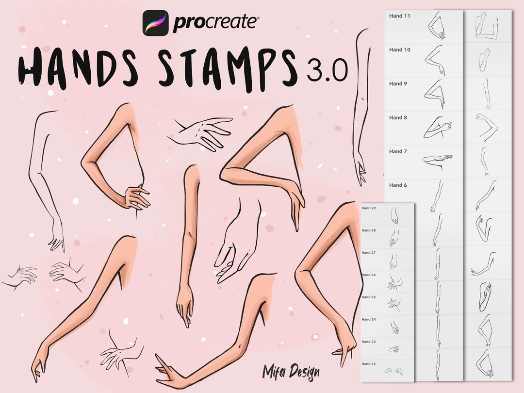 29 New Procreate Hand Stamp Brushes Hand Temp Procreate Etsy
