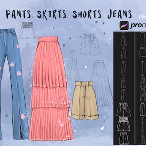 24 vestiti procreare, pantaloni spazzole, gonne spazzole, pantaloncini spazzole, jeans spazzola, procreare pennelli set, procreare timbro