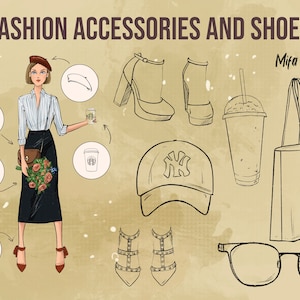 25 accessories procreate brush stamps, shoes procreate, boots procreate, hats procreate