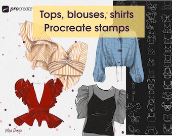 Clothes procreate, top brushes, blouses brushes, shirts brushes, clothes brush, procreate brushes set, procreate stamp