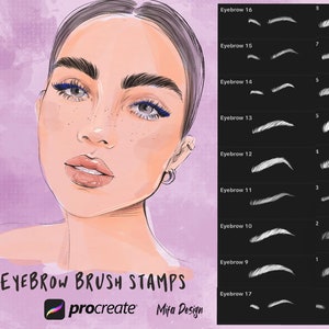 18 Procreate Eyebrow Brushes, eyebrow Stamp Set,  face shape Brushes, portrait guide brush, Procreate Stamps, Stamp Brushes