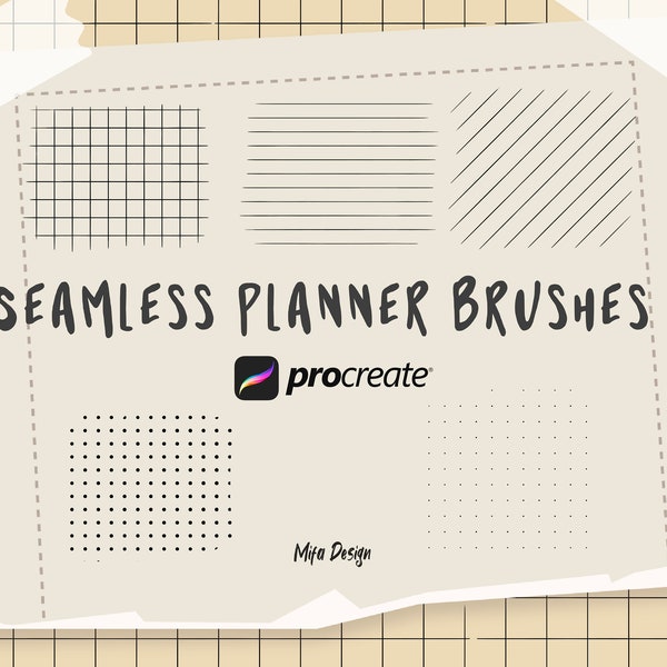 Procreate brush for planner. seamless pattern brush. line dot grid paper, grid brush. Procreate Paper Brushes Set Lined Grid Dotted Pack