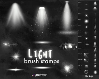47 light brush stamps for Procreate, light spots procreate, sparkling brushes procreate