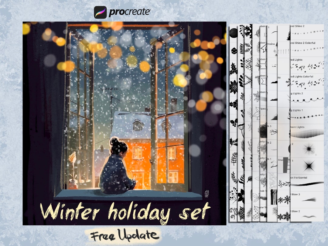 New Procreate Winter Brushes, Christmas Brush, Procreate Holiday Brush