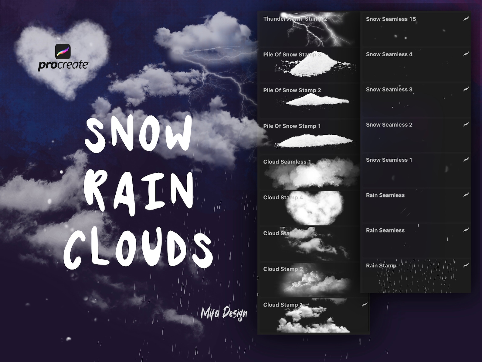 Procreate Cloud Brushes Rain Brush Procreate Brush Pack Etsy