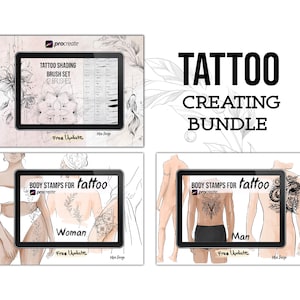 Big set tattoo procreate brush, woman body tattoo procreate, man body procreate, procreate tattoo design brush, tattoo line procreate brush